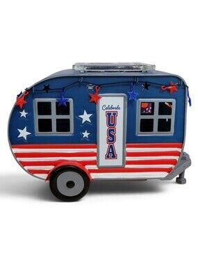 Land of Liberty USA Camper Trailer Scentsy Warmer Red White Blue Retired New